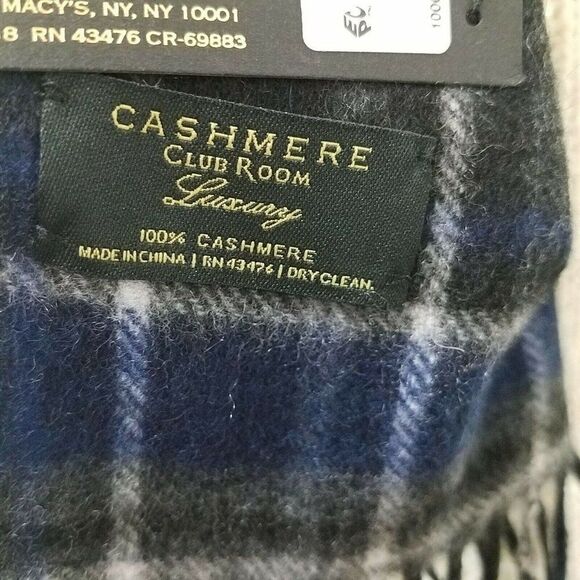 CLUBROOM 100% Cashmere Scarf. Measurements 60" X 12". New With Tags $120 - Picture 4 of 4